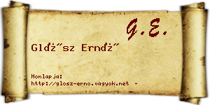 Glósz Ernő névjegykártya